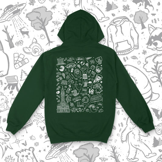 Philly Icons Zip Up Hoodie (Dark Green)