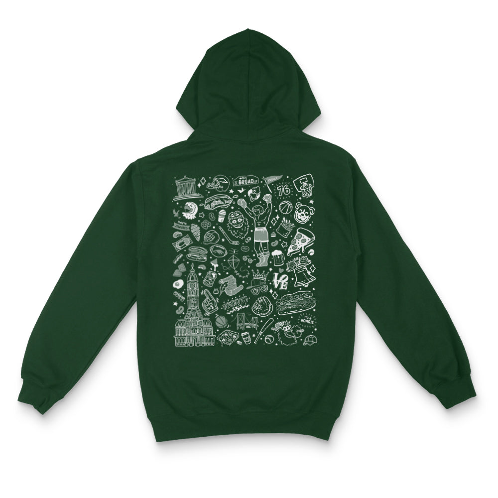 Philly Icons Zip Up Hoodie (Dark Green)