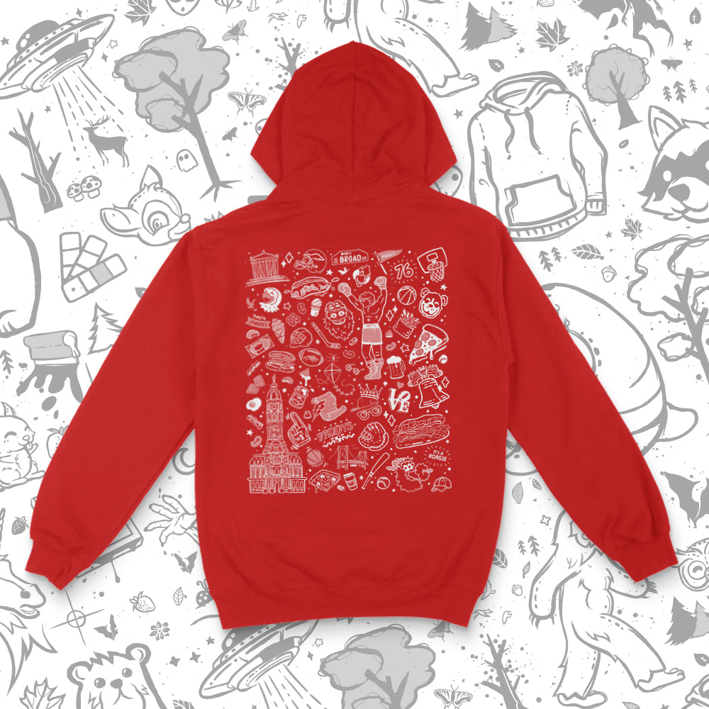 Philly Icons Zip Up Hoodie (Red)